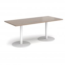 Rectangular Café Table | 1800 x 800mm | 725mm High | Barcelona Walnut | Round White Bases | Monza