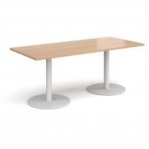 Rectangular Café Table | 1800 x 800mm | 725mm High | Beech | Round White Bases | Monza