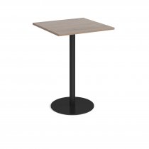 Square Poseur Table | 800 x 800mm | 1100mm High | Barcelona Walnut | Round Black Base | Monza