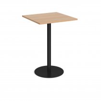 Square Poseur Table | 800 x 800mm | 1100mm High | Beech | Round Black Base | Monza