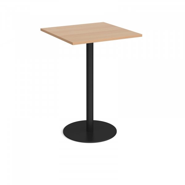 Square Poseur Table | 800 x 800mm | 1100mm High | Beech | Round Black Base | Monza