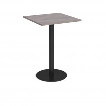 Square Poseur Table | 800 x 800mm | 1100mm High | Grey Oak | Round Black Base | Monza