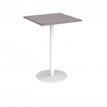 Square Poseur Table | 800 x 800mm | 1100mm High | Grey Oak | Round White Base | Monza