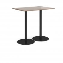 Rectangular Poseur Table | 1200 x 800mm | 1100mm High | Barcelona Walnut | Round Black Bases | Monza