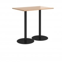 Rectangular Poseur Table | 1200 x 800mm | 1100mm High | Beech | Round Black Bases | Monza