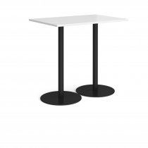 Rectangular Poseur Table | 1200 x 800mm | 1100mm High | White | Round Black Bases | Monza