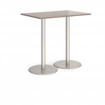 Rectangular Poseur Table | 1200 x 800mm | 1100mm High | Barcelona Walnut | Round Brushed Steel Bases | Monza