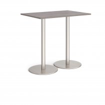 Rectangular Poseur Table | 1200 x 800mm | 1100mm High | Grey Oak | Round Brushed Steel Bases | Monza