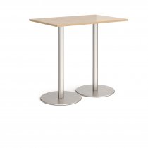 Rectangular Poseur Table | 1200 x 800mm | 1100mm High | Kendal Oak | Round Brushed Steel Bases | Monza