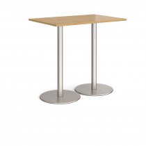 Rectangular Poseur Table | 1200 x 800mm | 1100mm High | Oak | Round Brushed Steel Bases | Monza