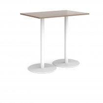 Rectangular Poseur Table | 1200 x 800mm | 1100mm High | Barcelona Walnut | Round White Bases | Monza