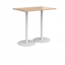 Rectangular Poseur Table | 1200 x 800mm | 1100mm High | Beech | Round White Bases | Monza