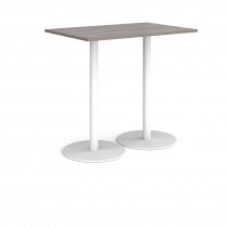 Rectangular Poseur Table | 1200 x 800mm | 1100mm High | Grey Oak | Round White Bases | Monza