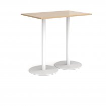 Rectangular Poseur Table | 1200 x 800mm | 1100mm High | Kendal Oak | Round White Bases | Monza