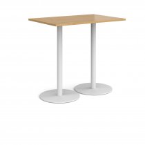 Rectangular Poseur Table | 1200 x 800mm | 1100mm High | Oak | Round White Bases | Monza