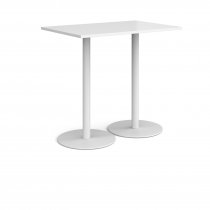 Rectangular Poseur Table | 1200 x 800mm | 1100mm High | White | Round White Bases | Monza