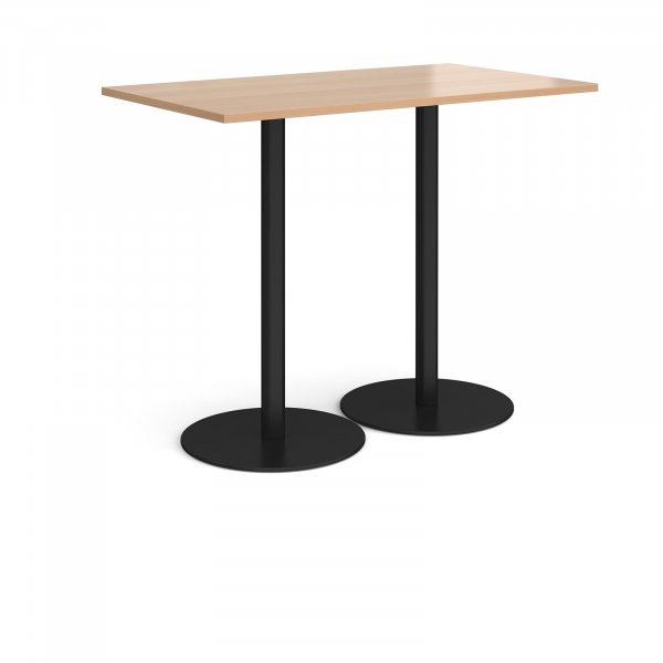 Rectangular Poseur Table | 1400 x 800mm | 1100mm High | Beech | Round Black Bases | Monza