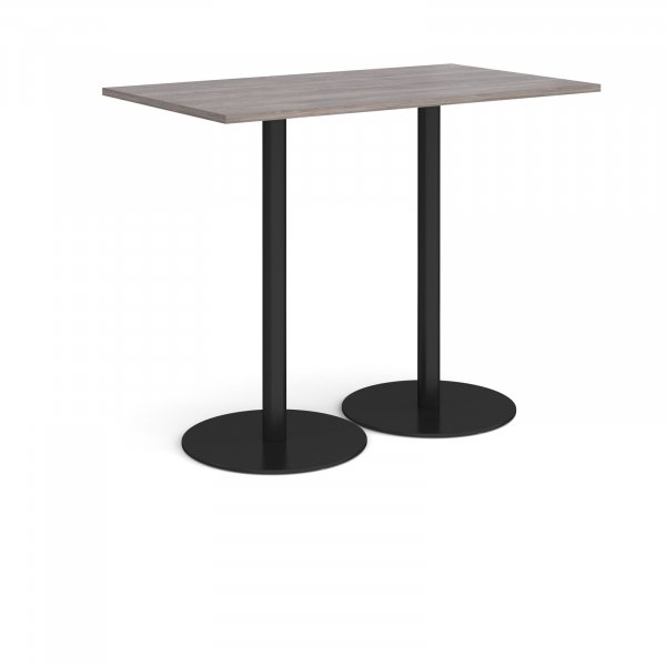 Rectangular Poseur Table | 1400 x 800mm | 1100mm High | Grey Oak | Round Black Bases | Monza