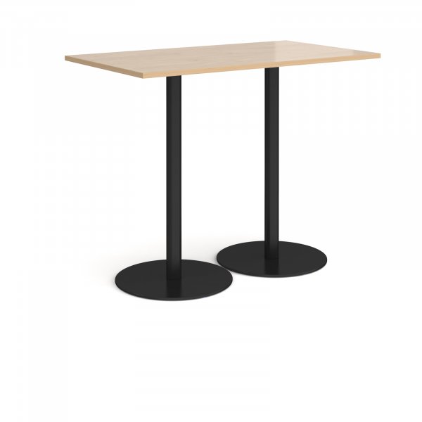 Rectangular Poseur Table | 1400 x 800mm | 1100mm High | Kendal Oak | Round Black Bases | Monza