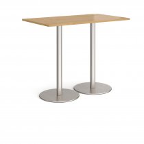 Rectangular Poseur Table | 1400 x 800mm | 1100mm High | Oak | Round Brushed Steel Bases | Monza