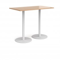 Rectangular Poseur Table | 1400 x 800mm | 1100mm High | Beech | Round White Bases | Monza