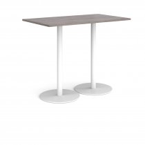 Rectangular Poseur Table | 1400 x 800mm | 1100mm High | Grey Oak | Round White Bases | Monza