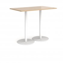 Rectangular Poseur Table | 1400 x 800mm | 1100mm High | Kendal Oak | Round White Bases | Monza