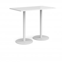 Rectangular Poseur Table | 1400 x 800mm | 1100mm High | White | Round White Bases | Monza