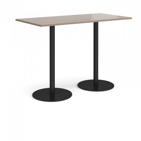 Rectangular Poseur Table | 1600 x 800mm | 1100mm High | Barcelona Walnut | Round Black Bases | Monza