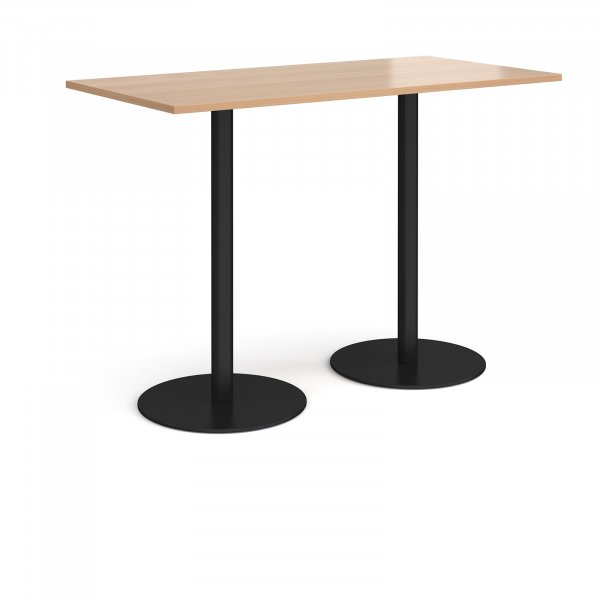 Rectangular Poseur Table | 1600 x 800mm | 1100mm High | Beech | Round Black Bases | Monza