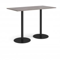 Rectangular Poseur Table | 1600 x 800mm | 1100mm High | Grey Oak | Round Black Bases | Monza