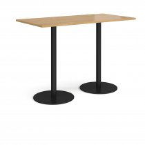 Rectangular Poseur Table | 1600 x 800mm | 1100mm High | Oak | Round Black Bases | Monza