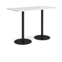 Rectangular Poseur Table | 1600 x 800mm | 1100mm High | White | Round Black Bases | Monza