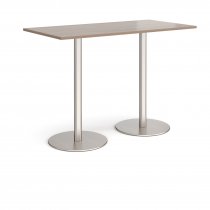 Rectangular Poseur Table | 1600 x 800mm | 1100mm High | Barcelona Walnut | Round Brushed Steel Bases | Monza