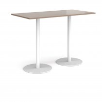 Rectangular Poseur Table | 1600 x 800mm | 1100mm High | Barcelona Walnut | Round White Bases | Monza