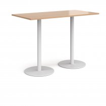 Rectangular Poseur Table | 1600 x 800mm | 1100mm High | Beech | Round White Bases | Monza