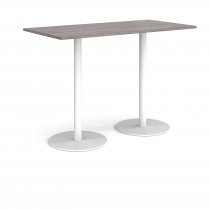 Rectangular Poseur Table | 1600 x 800mm | 1100mm High | Grey Oak | Round White Bases | Monza