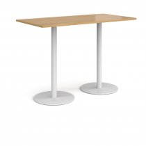 Rectangular Poseur Table | 1600 x 800mm | 1100mm High | Oak | Round White Bases | Monza