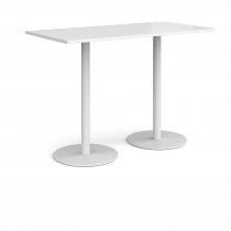 Rectangular Poseur Table | 1600 x 800mm | 1100mm High | White | Round White Bases | Monza