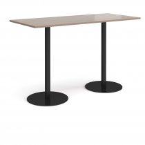 Rectangular Poseur Table | 1800 x 800mm | 1100mm High | Barcelona Walnut | Round Black Bases | Monza