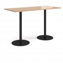 Rectangular Poseur Table | 1800 x 800mm | 1100mm High | Beech | Round Black Bases | Monza