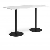 Rectangular Poseur Table | 1800 x 800mm | 1100mm High | White | Round Black Bases | Monza