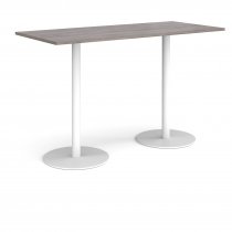 Rectangular Poseur Table | 1800 x 800mm | 1100mm High | Grey Oak | Round White Bases | Monza