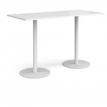 Rectangular Poseur Table | 1800 x 800mm | 1100mm High | White | Round White Bases | Monza