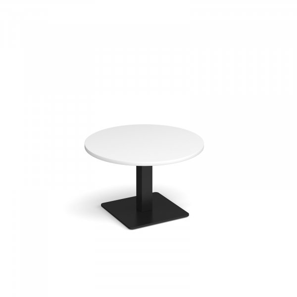 Circular Coffee Table | 800 x 800mm | 490mm High | White | Square Black Base | Brescia