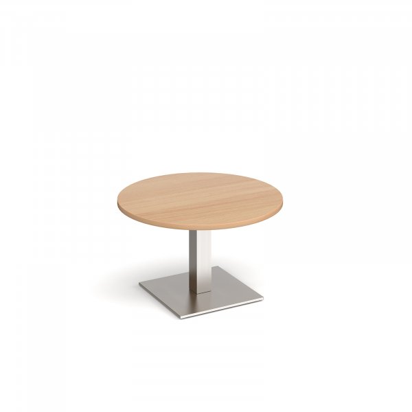 Circular Coffee Table | 800 x 800mm | 490mm High | Beech | Square Brushed Steel Base | Brescia