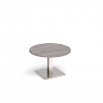 Circular Coffee Table | 800 x 800mm | 490mm High | Grey Oak | Square Brushed Steel Base | Brescia