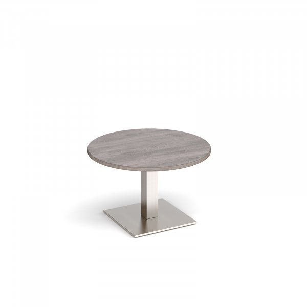 Circular Coffee Table | 800 x 800mm | 490mm High | Grey Oak | Square Brushed Steel Base | Brescia