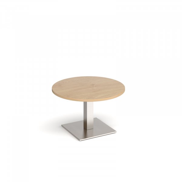 Circular Coffee Table | 800 x 800mm | 490mm High | Kendal Oak | Square Brushed Steel Base | Brescia