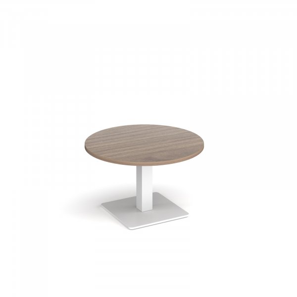 Circular Coffee Table | 800 x 800mm | 490mm High | Barcelona Walnut | Square White Base | Brescia